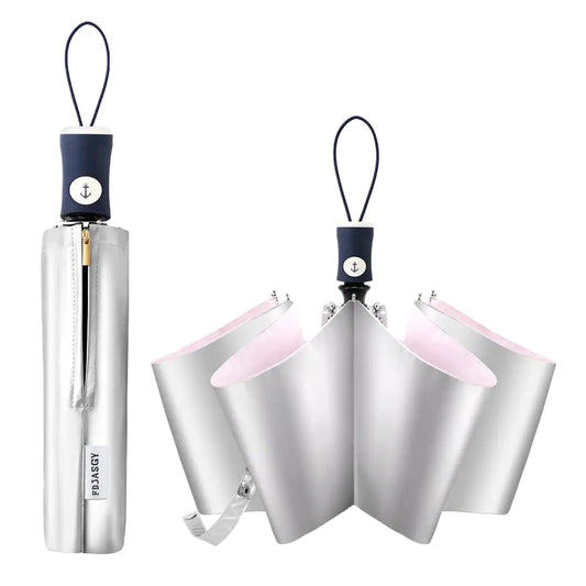 FDJASGY Silver Coating Layer Fabric Blocking UV 99.9% Sun Umbrella Compact Folding Travel Umbrella Automatic Windproof Umbrellas For Men and Women (Pink)