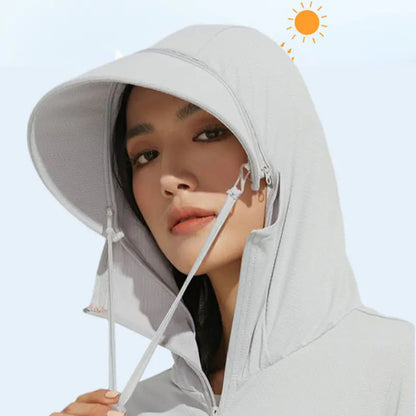 Women's Sun Protection Jackets, Ice Silk, Removable Hood, UPF50+