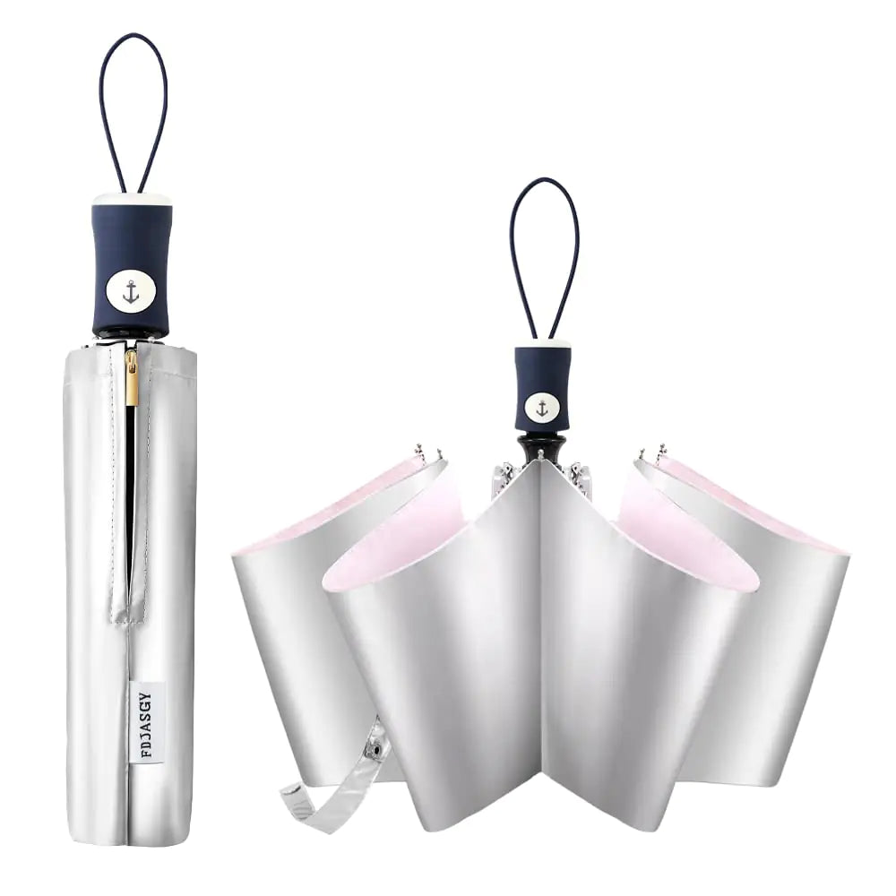 FDJASGY Silver Coating Layer Fabric Blocking UV 99.9% Sun Umbrella Compact Folding Travel Umbrella Automatic Windproof Umbrellas For Men and Women (Pink)