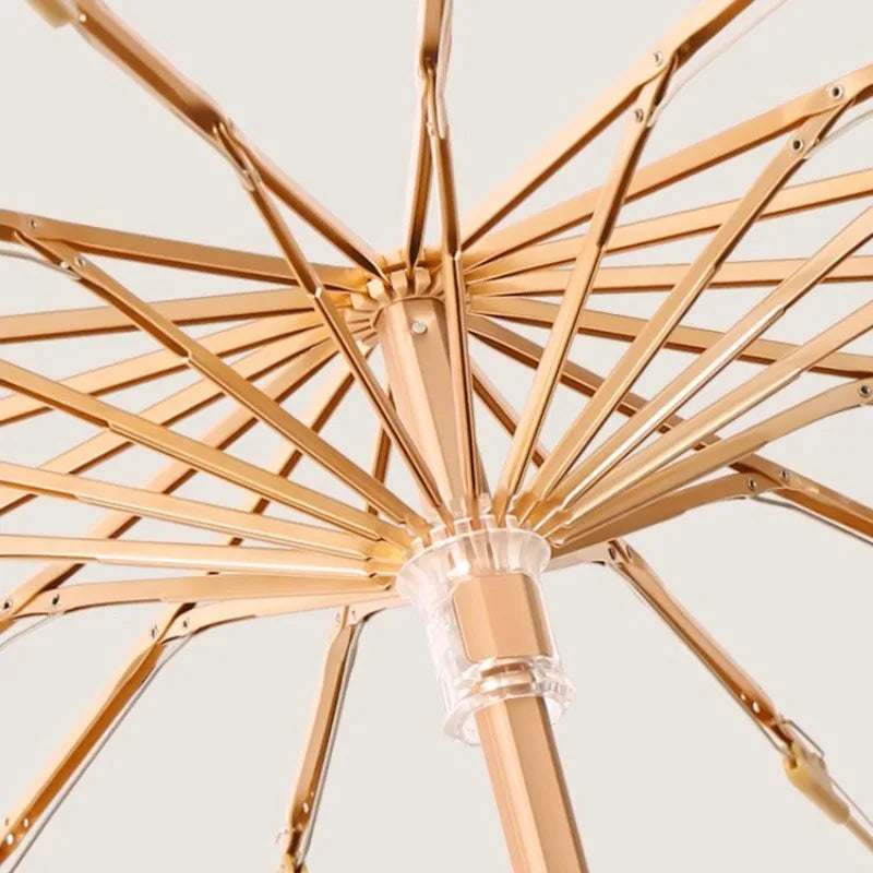 UV UPF50+ Protection Folding Sun Umbrella Women, Windproof 16 Bone, Color Glue Sun Protection Parasol Rain and Shine Umbrellas