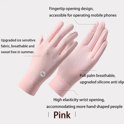 ZHUOHUA 1/3 Pairs Women UV Sun Protection Gloves Full Finger Touchscreen Non Slip Gloves Breathable Summer Outdoor Gloves