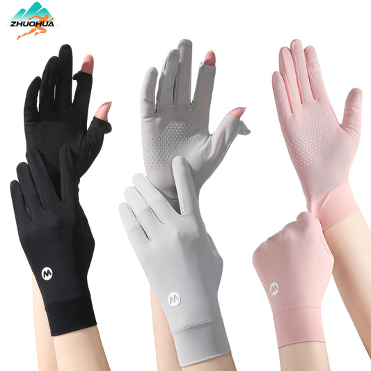 ZHUOHUA 1/3 Pairs Women UV Sun Protection Gloves Full Finger Touchscreen Non Slip Gloves Breathable Summer Outdoor Gloves