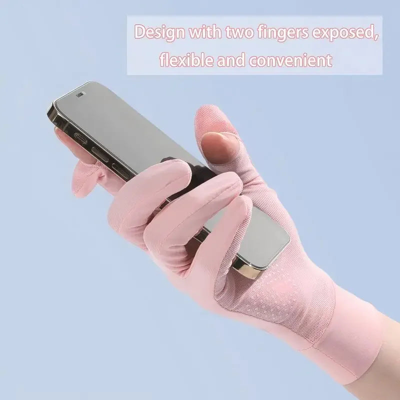 ZHUOHUA 1/3 Pairs Women UV Sun Protection Gloves Full Finger Touchscreen Non Slip Gloves Breathable Summer Outdoor Gloves