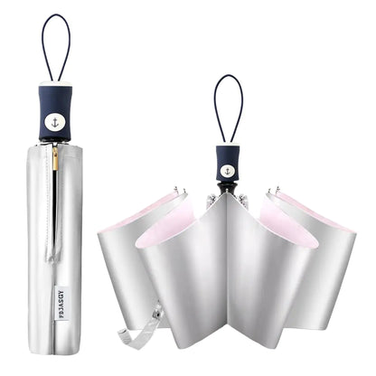 FDJASGY Silver Coating Layer Fabric Blocking UV 99.9% Sun Umbrella Compact Folding Travel Umbrella Automatic Windproof Umbrellas For Men and Women (Pink)